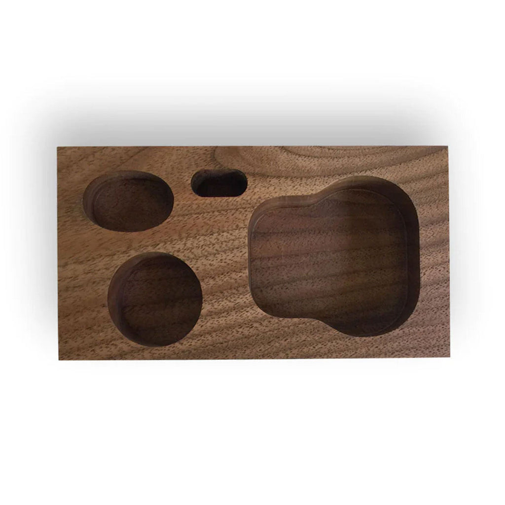 GrooveWasher: Walnut Display Block + 2oz G2 Fluid Bottle